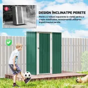 Outsunny Magazie Grădină Dulap pentru Scule 142x84x189cm Din Otel Impermeabil Verde Inchis | Aosom Romania