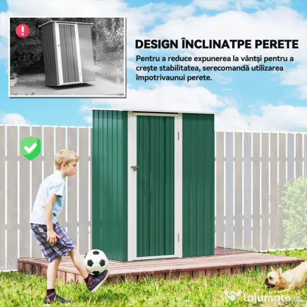 Outsunny Magazie Grădină Dulap pentru Scule 142x84x189cm Din Otel Impermeabil Verde Inchis | Aosom Romania