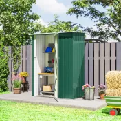 Outsunny Magazie Grădină Dulap pentru Scule 142x84x189cm Din Otel Impermeabil Verde Inchis | Aosom Romania