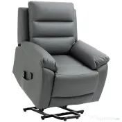 Fotoliu cu inclinare electric, din piele PU, cu masaj cu vibratii, buzunare laterale, gri HOMCOM | Aosom Romania