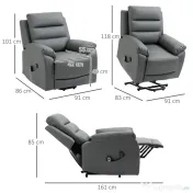 Fotoliu cu inclinare electric, din piele PU, cu masaj cu vibratii, buzunare laterale, gri HOMCOM | Aosom Romania