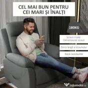 Fotoliu cu inclinare electric, din piele PU, cu masaj cu vibratii, buzunare laterale, gri HOMCOM | Aosom Romania