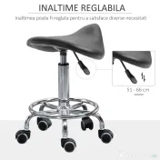 Homcom Scaun Ergonomic – Reglabil pe inaltime, Negru cu 5 Roti 