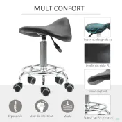 Homcom Scaun Ergonomic – Reglabil pe inaltime, Negru cu 5 Roti 