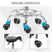 Homcom Scaun Ergonomic – Reglabil pe inaltime, Negru cu 5 Roti 