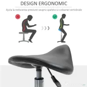 Homcom Scaun Ergonomic – Reglabil pe inaltime, Negru cu 5 Roti 