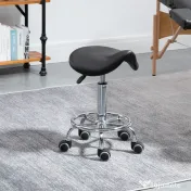 Homcom Scaun Ergonomic – Reglabil pe inaltime, Negru cu 5 Roti 