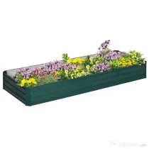 Outsunny Pat Suport de Gradina Inaltat din Metal de Exterior, Suport pentru Plante, Flori si Ierburi, 241x90,5x30cm