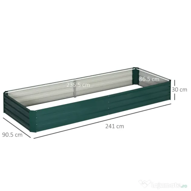 Outsunny Pat Suport de Gradina Inaltat din Metal de Exterior, Suport pentru Plante, Flori si Ierburi, 241x90,5x30cm