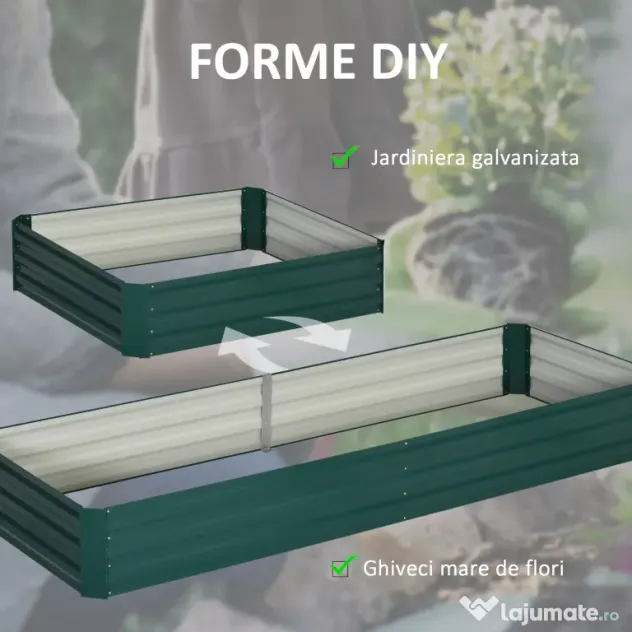 Outsunny Pat Suport de Gradina Inaltat din Metal de Exterior, Suport pentru Plante, Flori si Ierburi, 241x90,5x30cm