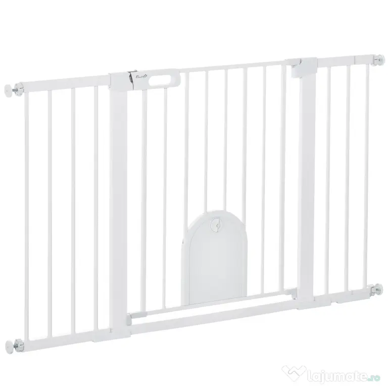 PawHut Poartă Extensibilă pentru Câini cu Ușă Autoînchidere Metal/ABS 75-131x76cm Siguranță Animale | Aosom Romania