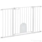 PawHut Poartă Extensibilă pentru Câini cu Ușă Autoînchidere Metal/ABS 75-131x76cm Siguranță Animale | Aosom Romania