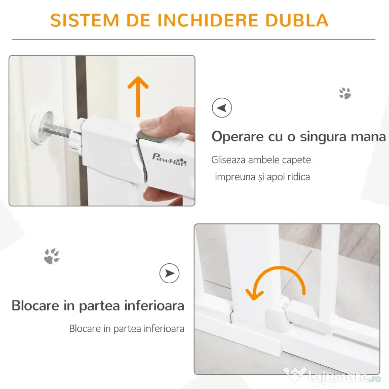 PawHut Poartă Extensibilă pentru Câini cu Ușă Autoînchidere Metal/ABS 75-131x76cm Siguranță Animale | Aosom Romania