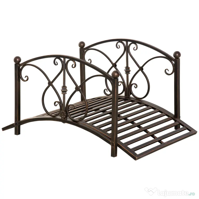 Podet de Gradina Outsunny Vintage din Metal, Pod Decorativ cu Elemente Florale, 99x68x53cm, Bronz