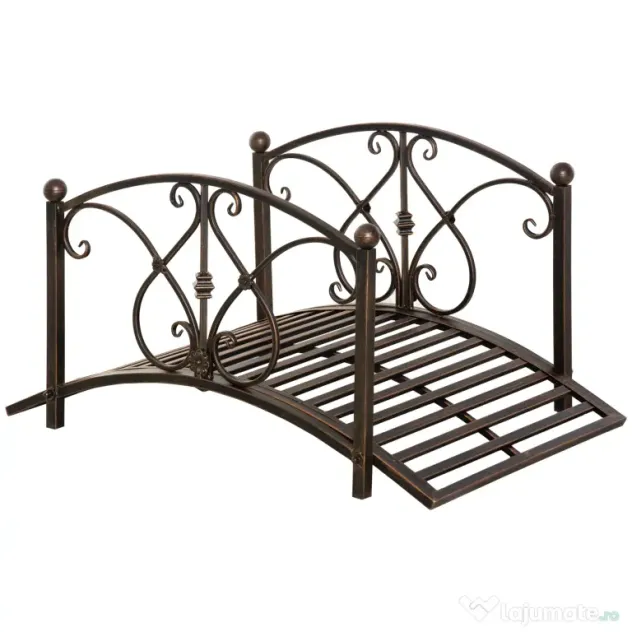 Podet de Gradina Outsunny Vintage din Metal, Pod Decorativ cu Elemente Florale, 99x68x53cm, Bronz
