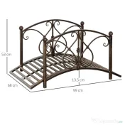 Podet de Gradina Outsunny Vintage din Metal, Pod Decorativ cu Elemente Florale, 99x68x53cm, Bronz 
