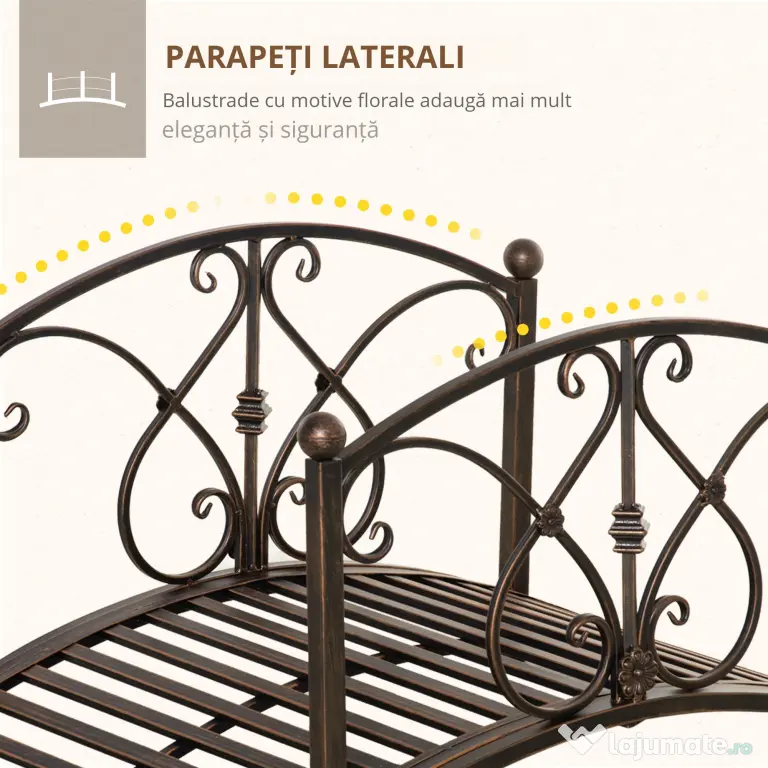 Podet de Gradina Outsunny Vintage din Metal, Pod Decorativ cu Elemente Florale, 99x68x53cm, Bronz