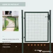 HOMCOM Poarta de Gradina din Otel cu Incuietoare si 3 Chei, 97x150cm, Verde 