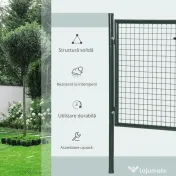 HOMCOM Poarta de Gradina din Otel cu Incuietoare si 3 Chei, 97x150cm, Verde 