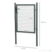 HOMCOM Poartă de Grădină Metalică Verde, cu Sistem de Încuiere și 3 Chei, 97x150cm | Aosom Romania