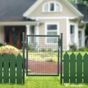 HOMCOM Poartă de Grădină Metalică Verde, cu Sistem de Încuiere și 3 Chei, 97x150cm | Aosom Romania