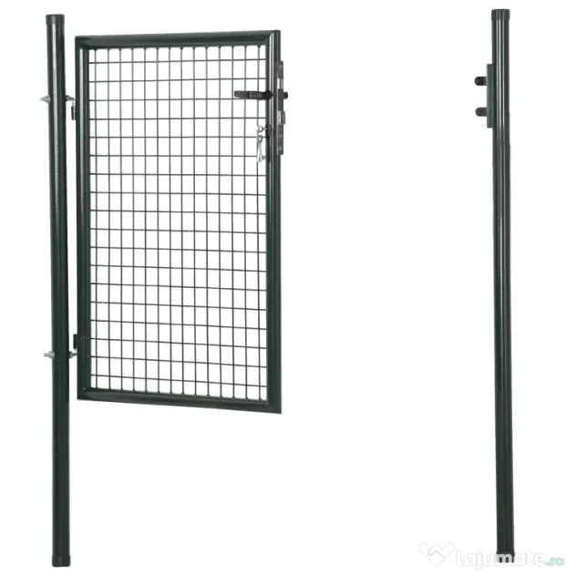 HOMCOM Poartă de Grădină Metalică Verde, cu Sistem de Încuiere și 3 Chei, 97x150cm | Aosom Romania