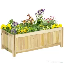 Jardiniera din Lemn Pliabila de Exterior Outsunny, Inchisa ermetic cu Baza de Scurgere, 70x30x25cm
