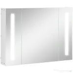 Kleankin Dulap Baie LED – Oglinda, 3 Usi & Rafturi Reglabile