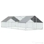PawHut Tarc de Exterior pentru Gaini si Pasari, Cotet Modular din Otel Zincat cu Plasa Hexagonala si Acoperis Impermeabil