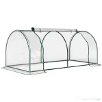 Outsunny Seră de grădină în formă de tunel din oțel cu acoperire din PVC, 200x100x80 cm, transparentă și verde