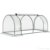 Outsunny Seră de grădină în formă de tunel din oțel cu acoperire din PVC, 200x100x80 cm, transparentă și verde 