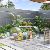 Outsunny Seră de grădină în formă de tunel din oțel cu acoperire din PVC, 200x100x80 cm, transparentă și verde 
