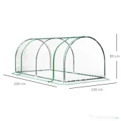 Outsunny Seră de grădină în formă de tunel din oțel cu acoperire din PVC, 200x100x80 cm, transparentă și verde 