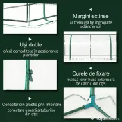 Outsunny Seră de grădină în formă de tunel din oțel cu acoperire din PVC, 200x100x80 cm, transparentă și verde 