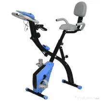 HOMCOM Bicicletă Pliabilă cu 8 Niveluri Rezistență și Corzi Elastice pentru Brațe, Albastru | Aosom Romania