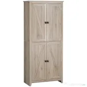 HOMCOM Dulap Bufet pentru Bucatarie si Living, Comoda Inalta cu 4 Usi si Rafturi Reglabile, Design Modern, Culoare Lemn Natural 