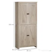 HOMCOM Dulap Bufet pentru Bucatarie si Living, Comoda Inalta cu 4 Usi si Rafturi Reglabile, Design Modern, Culoare Lemn Natural 