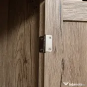 HOMCOM Dulap Bufet pentru Bucatarie si Living, Comoda Inalta cu 4 Usi si Rafturi Reglabile, Design Modern, Culoare Lemn Natural 