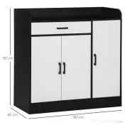 HOMCOM Dulap Bucătărie Modern MDF, 2 Dulapuri, Sertar, Rafturi Ajustabile, 90x40x90cm, Alb-Negru | Aosom Romania 