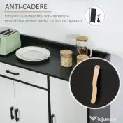 HOMCOM Dulap Bucătărie Modern MDF, 2 Dulapuri, Sertar, Rafturi Ajustabile, 90x40x90cm, Alb-Negru | Aosom Romania 
