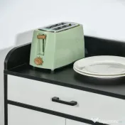 HOMCOM Dulap Bucătărie Modern MDF, 2 Dulapuri, Sertar, Rafturi Ajustabile, 90x40x90cm, Alb-Negru | Aosom Romania 