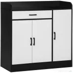 Homcom Dulap de bucătărie modern cu 2 dulapuri, 1 sertar și rafturi reglabile, 90×40×90 cm, alb-negru