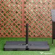 Outsunny Bază pentru Umbrelă din 4 Piese Reumplibilă cu Apă sau Nisip și Cârlige de Conexiune, Negru 
