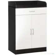 Dulap HOMCOM cu Sertar și Raft Ajustabil, Sistem Anti-Cădere, MDF, 60x40x90 cm, Alb Negru | Aosom Romania 