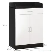 Dulap HOMCOM cu Sertar și Raft Ajustabil, Sistem Anti-Cădere, MDF, 60x40x90 cm, Alb Negru | Aosom Romania 