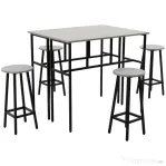 Homcom Set Bar 6 Piese – 4 Scaune & 2 Mese, Design Modern
