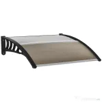 Outsunny Copertina de Exterior din Policarbonat pentru Usi si Ferestre cu Kit de Montare 100x100x26cm - Maro
