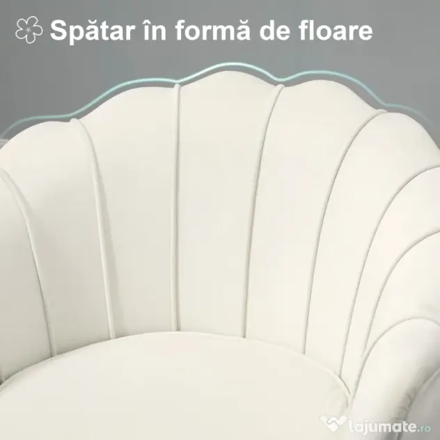 HOMCOM Fotoliu Vintage Crem din Catifea pentru Dormitor Sufragerie sau Birou Design Retro Elegant | Aosom Romania