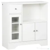 HOMCOM Credență Bufet cu Compartiment Deschis, Sertar, 3 Rafturi și Dulap cu 2 Uși, din Lemn, 80x30x82 cm, Alb | Aosom Romania 