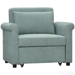 HOMCOM Fotoliu de un singur loc cu spatar reglabil in 4 pozitii, tesatura cu efect de lenjerie respirabila si sezut captusit, 96x84,5x87,5 cm, verde